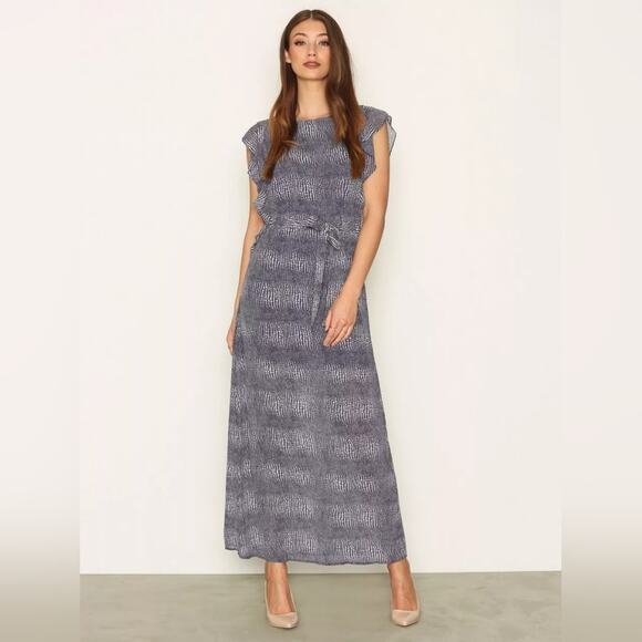 MICHAEL MICHAEL KORS Blue Zephyr Reptile Print Maxi Dress Size L - Picture 1 of 13
